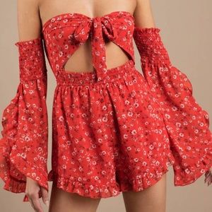TOBI off the shoulder tie front romper